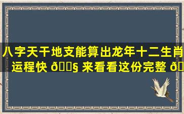 八字天干地支能算出龙年十二生肖运程快 🐧 来看看这份完整 🐋 版！